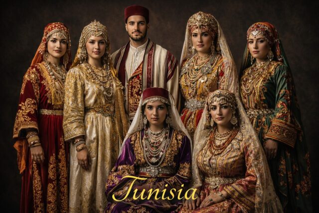 various traditional dresses from Tunisia