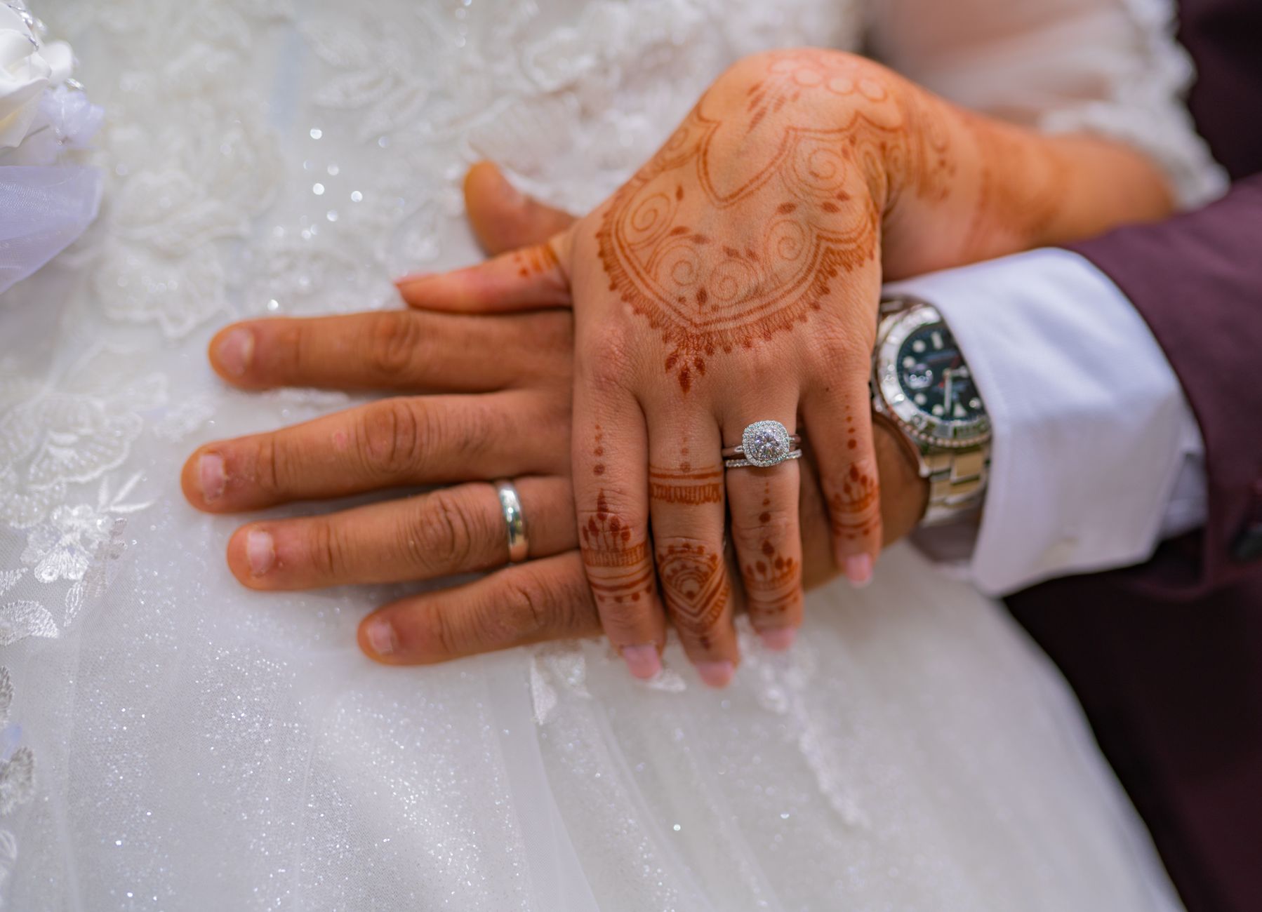 Couple preparing for a traditional Moroccan wedding in Sussex before a Paris celebration