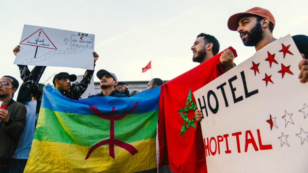 Amazigh family gathering for Yennayer traditional celebrations in North Africa