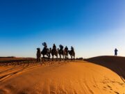 Maroc dépasse ses objectifs en tant que destination majeure en Afrique : tendances touristiques à observer Moroccan family enjoying eco-friendly adventure in the Sahara desert