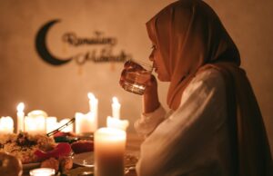 Recette Ramadan 2026 : idées pour un repas gourmand Family enjoying a gourmet Ramadan feast with traditional Maghrebi dishes