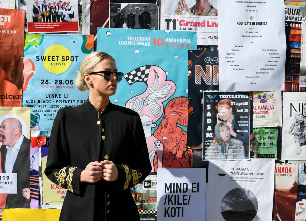 Fontainebleau Festival poster showcasing Moroccan fashion designs