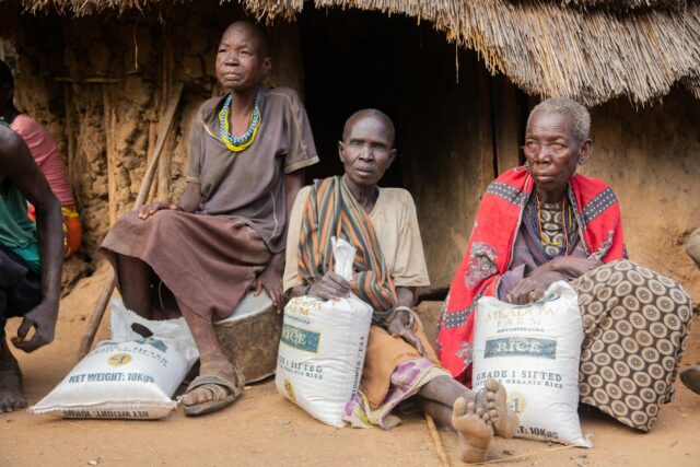 Women wearing traditional Maghrebi caftans and djellabas for the Aid celebration