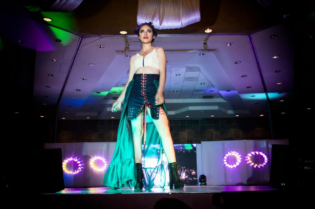 Fatma Ben Abdallah presenting her fluid creation designs at a fashion show