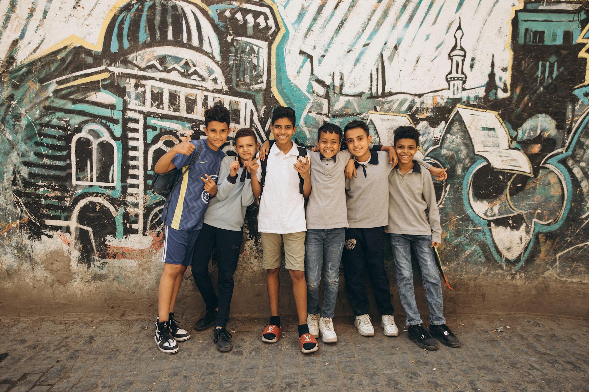 Young people from Morocco and Egypt collaborating on a cultural project in Cairo