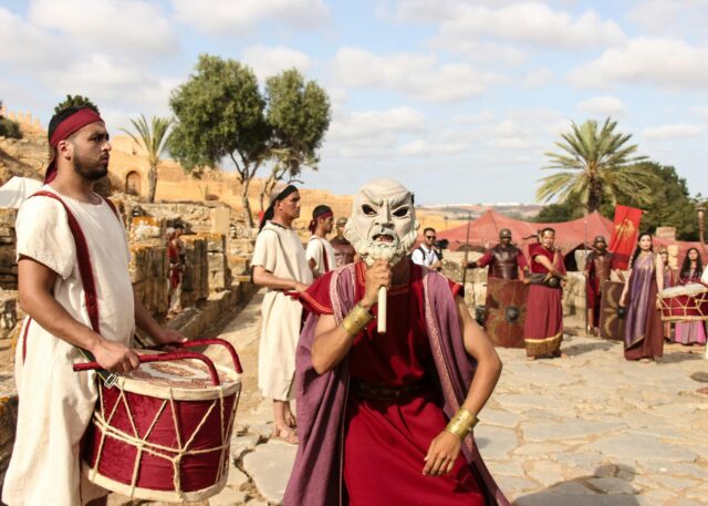 Kendji Girac performing at a traditional Amazonigh event in Morocco
