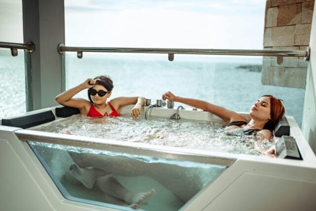 Woman enjoying thalassotherapy treatment in Tunisian seaside spa