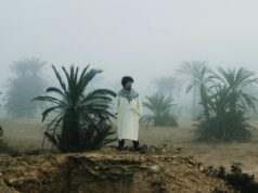 Les créations fluides de Fatma Ben Abdallah : un nouveau point de vue sur la mode Fatma Ben Abdallah in her Fluid Dynamique fashion brand, showcasing a vibrant and cultural ensemble