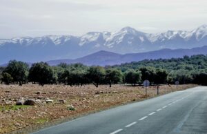 Les deux catastrophes naturelles qui ont touché le Maghreb : un bilan et des mesures de prévention Désert marocain enneigé et un homme regardant la sécheresse