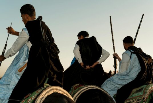 Le festival berbère de Toulouse revient avec une édition exceptionnelle Festival Berbère de Toulouse 2023 : foules festives dansant autour d'une scène en plein air avec des musiciens jouant du Gnaw