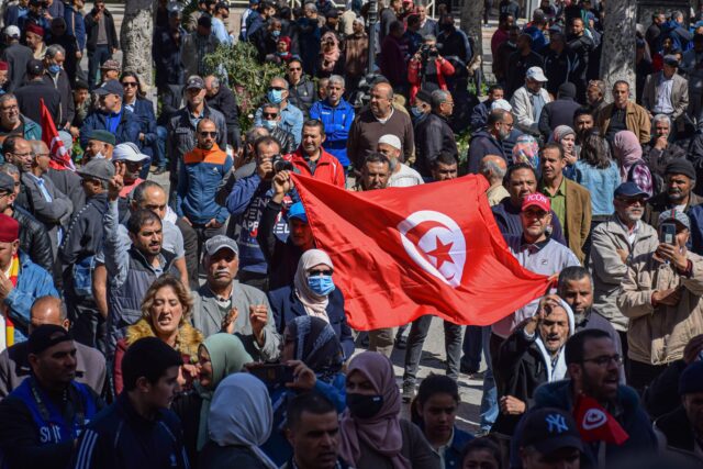 Tunisian women protesting against violence