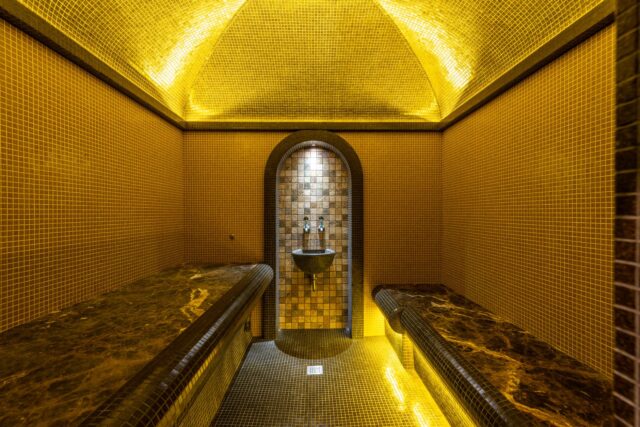 Woman enjoying traditional Moroccan hammam experience at Serenity Beauty spa in Cormeilles