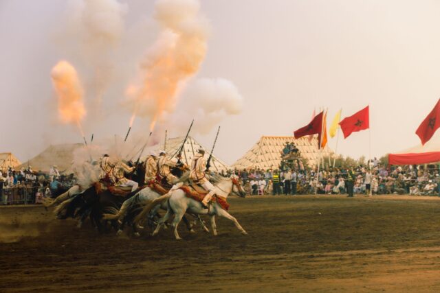 Maghrebi family celebrating Aid el-Kebir, following local regulations and cultural norms