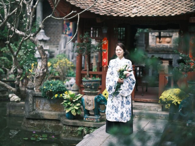 Traditional Vietnamese wedding ceremony in Ninh Binh's scenic landscape