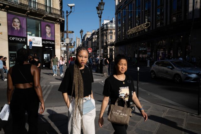 Moroccan women shopping at concept store in Paris