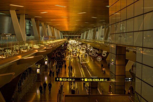 Marrakech airport arrivals MRE Crowded airport with passengers arriving in Marrakech, Morocco